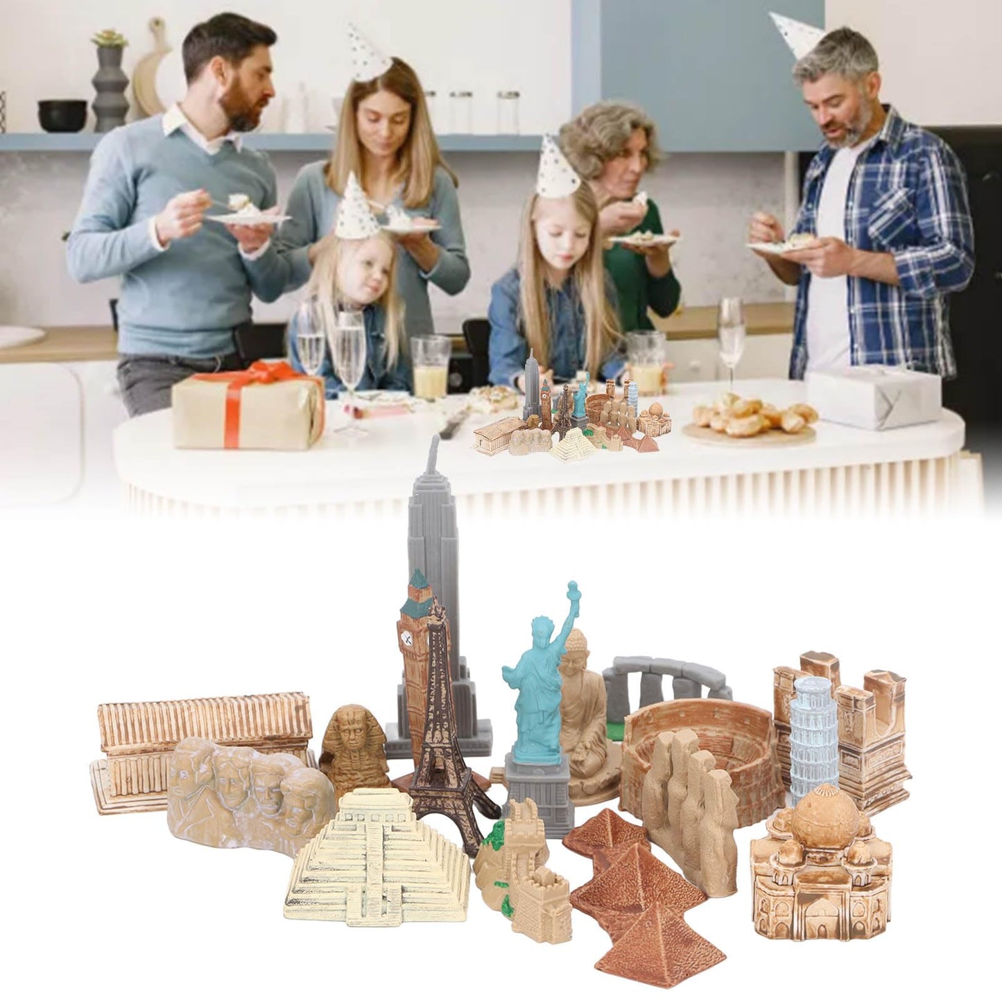 Dioche 17Pcs Miniature Ancient Buildings Toys Around The World City Miniatures Buildings Egyptian Pyramid Model Kit Ancient Egypt Toys