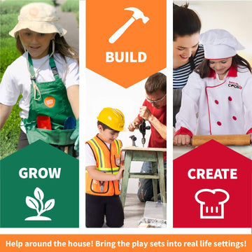 Born Toys Kids Dress Up Costumes For Toddlers - Washable Play Outfits For Boys & Girls, Ages 3-7 (Worker, Chef, Gardener)