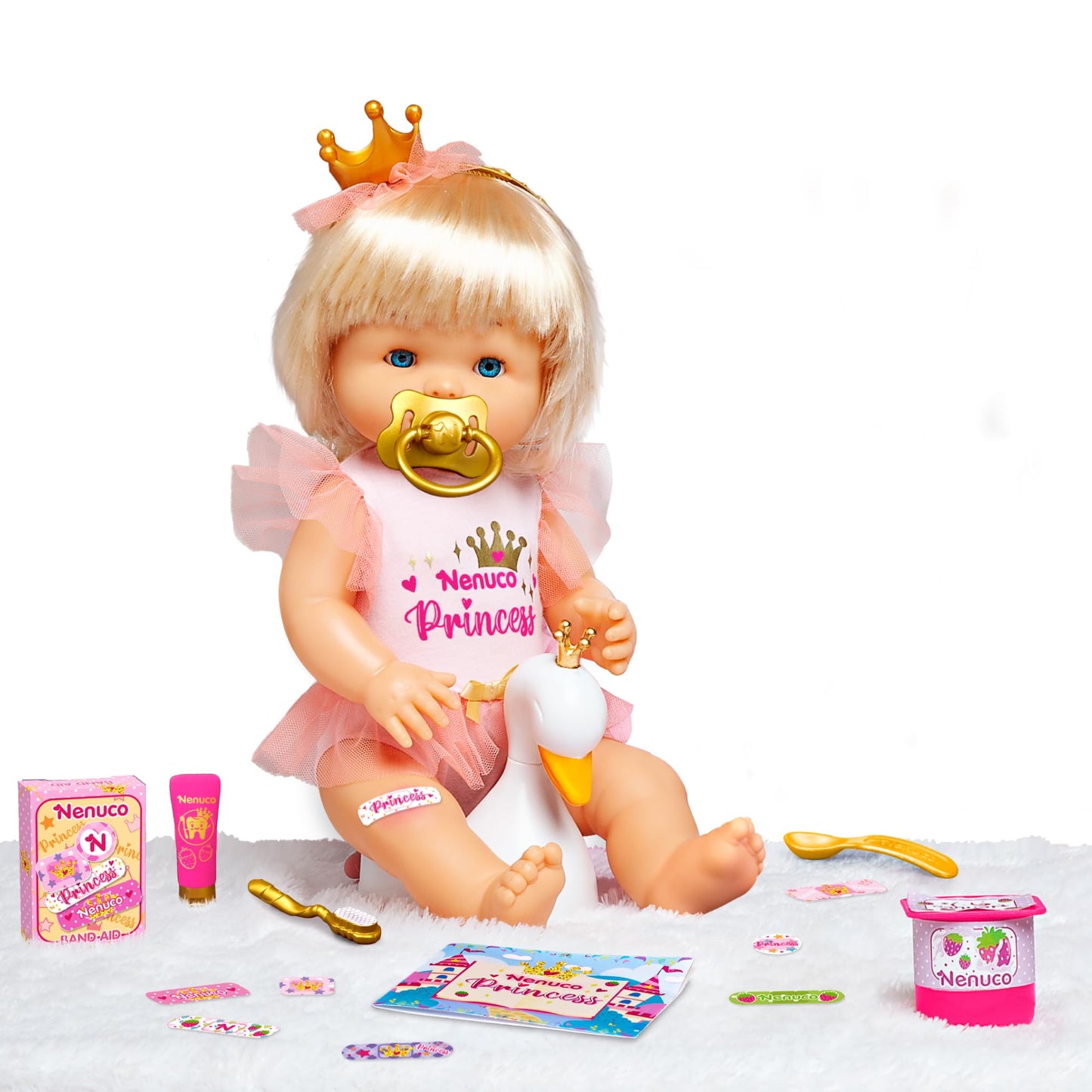 Nenuco Princess, 16 Waterproof Baby Doll with 8 Accessories to Care for Her, for Ages 2+