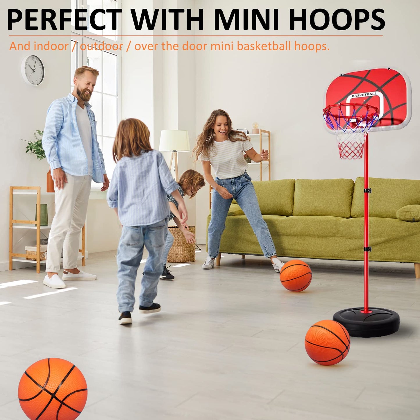 40Pcs 5'' Inch Mini Basketball Balls Bulk Small Basketball Set With Pump, Pvc Small Basketball For Over The Door Basketball Hoop