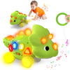 Baby Toys For 1 Year Old Boy Gir - Bilingual Musical Dinosaur Toy, Touch & Go Musical Light Crawling Educational Learning Toys F