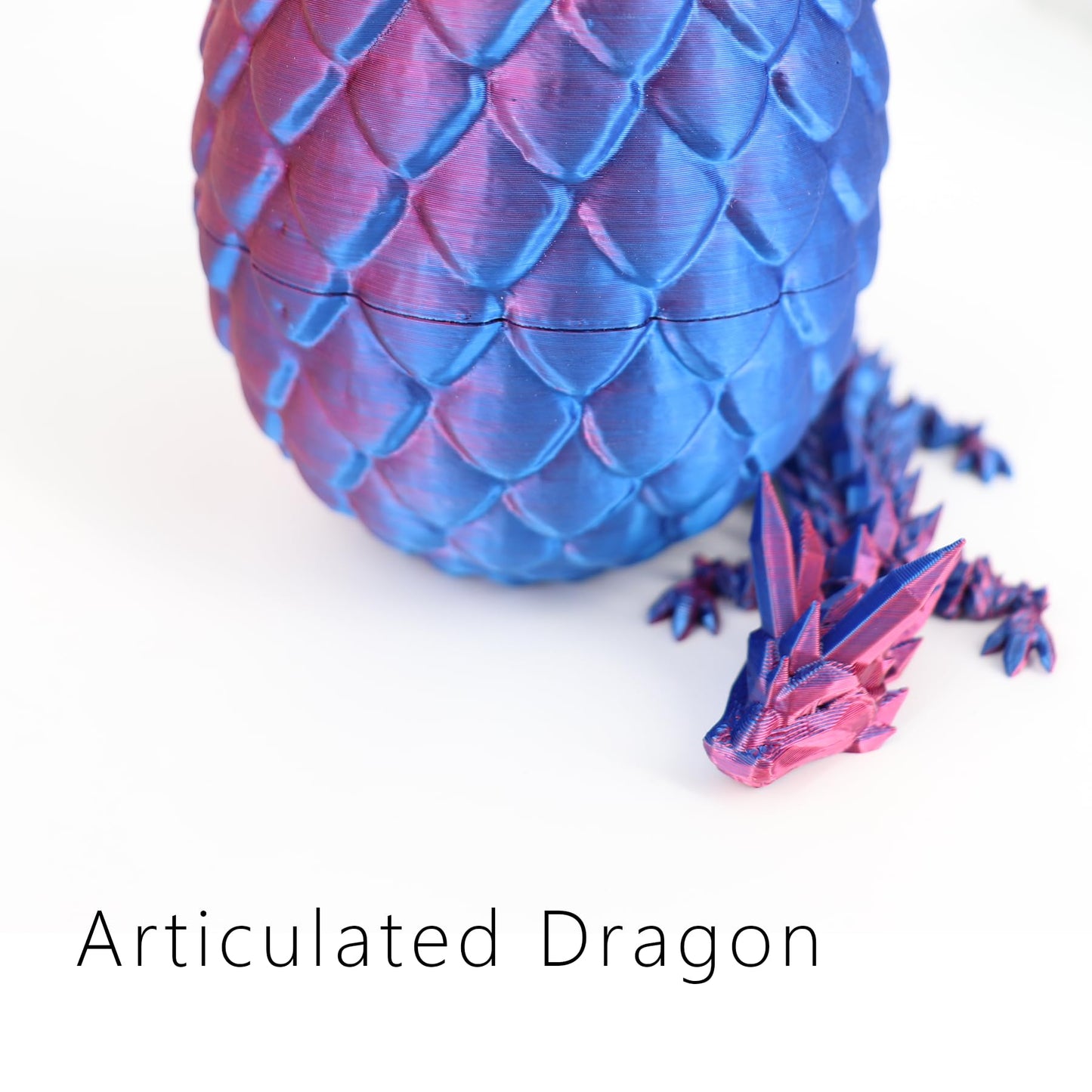 Dragon Egg 3D Printed Dragon Fidget Toys For Adults,Posable Flexible Crystal Dinosaur 3D Printed Articulated Dragon Christmas Toys Gifts For Autism/Ad (Laser Purple)