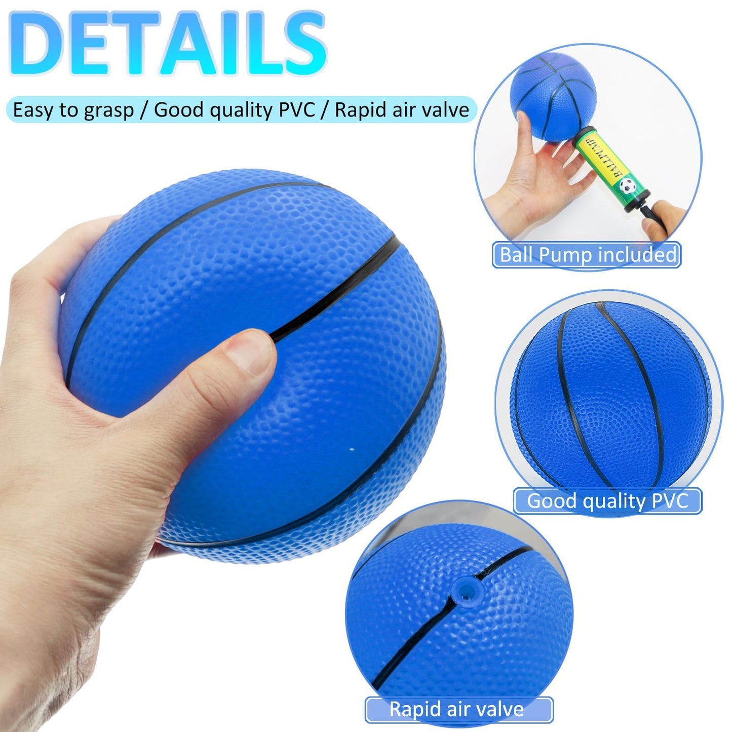 Oleitodh 42Pcs 5'' Mini Basketball Balls Bulk Small Basketball Set, PVC Small Basketball for Over The Door Basketball Hoop Games