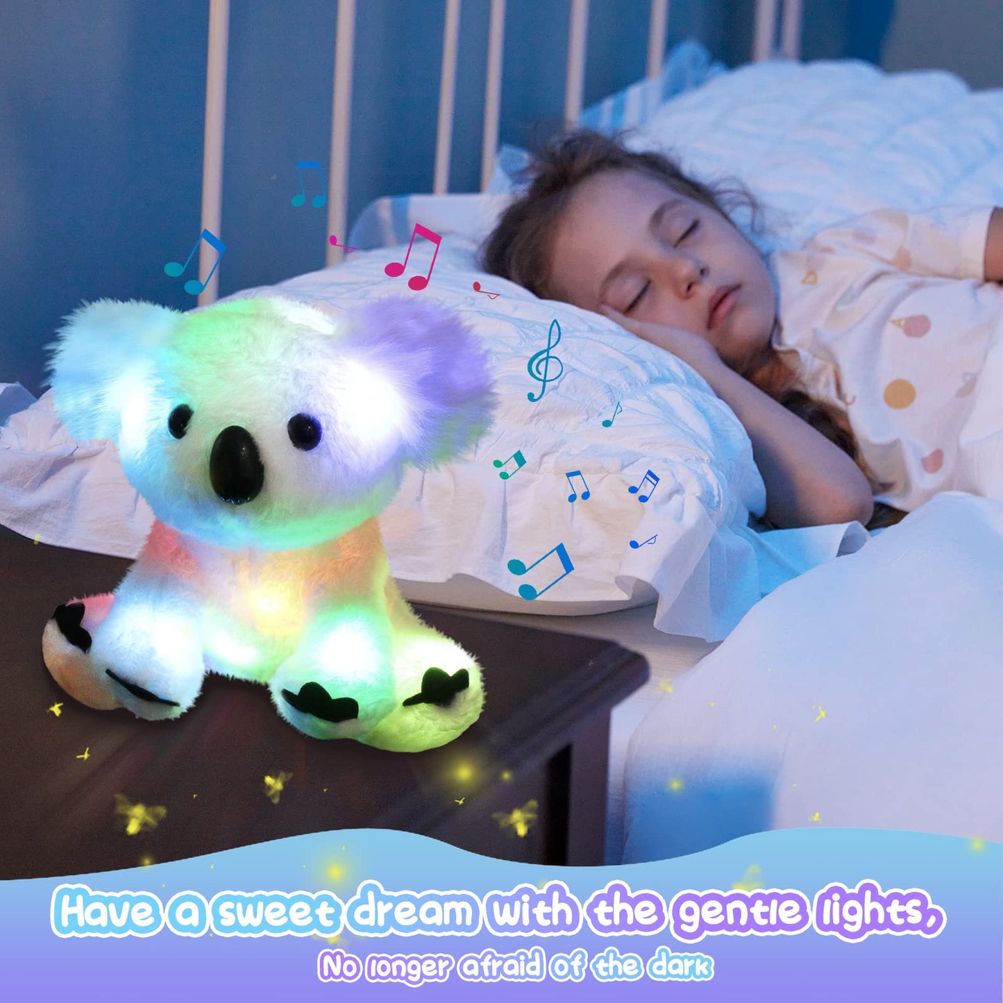 Glow Guards Musical Light Up White Koala Stuffed Animal Led Singing Wildlife Soft Plush Toy With Night Lights Lullabies Birthday