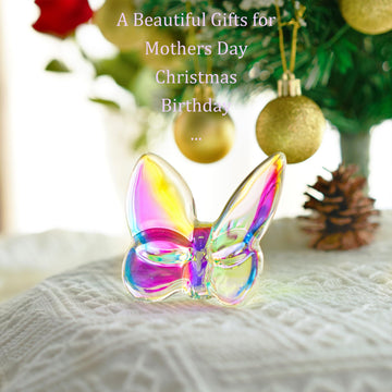 Kanpura Ab Coating Crystal Flying Butterfly Figurine Collectible,Glass Butterfly Ornament,Crystal Butterfly For Wedding Christmas Party Decor