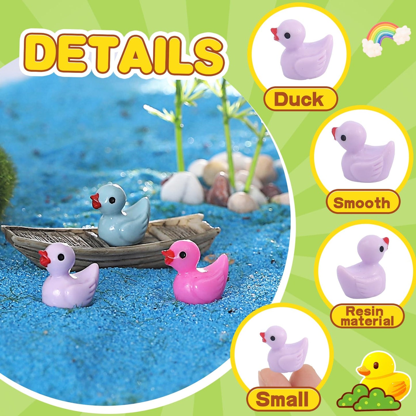 Cozywhimsy Mini Ducks 300 Pack Tiny Duck Figurines Bulk For Miniature Dollhouse Decor Accessories Garden Aquarium Potted Ornamen