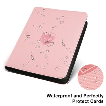Trading Card Binder 9 Pocket GERMUN PU Cover Card Binder for 360 Cards enhanced Trading Card Holder Folders Double Sided Pocket Card Album for MTG TCG (Pink)