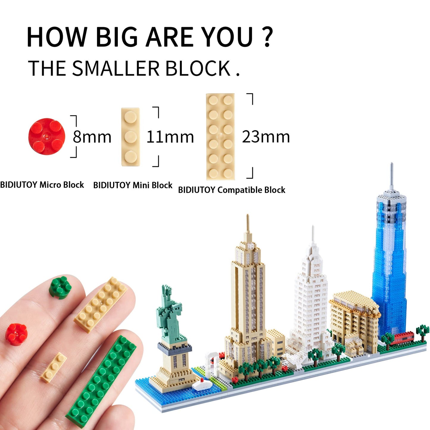 Bidiutoy Architecture New York City, New York Skyline Model Kit, With 3452 Pcs Micro Mini Blocks, Collection Building Set Architectural Model Toys Great Gifts For Kids And Adults