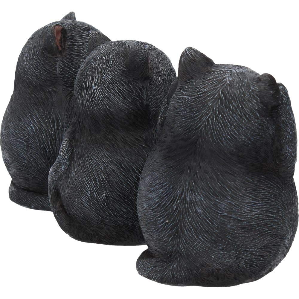 Nemesis Now Three Wise Fat Cats 8.5Cm Figurine, Resin, Black