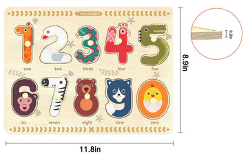 Puzzles For Toddlers 2-4, Wooden Puzzles For Toddlers, Wood Peg Puzzle For Preschool Kids, Number Learning Puzzles Baby Board Puzzle Toys, 1 2 3 Shape Knob Puzzle For Girls Boys 18Months And Up