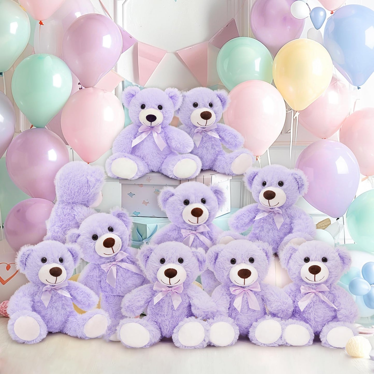 Maogolan Bulk Teddy Bear Baby Shower, 10 Packs Small Teddy Bear Stuffed Animals In Bulk,13.5 '' Small Stuffed Bears Plush For We