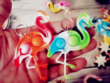 30 Packs Funny Summer Present Unique Mini Flamingo Assorted fidgets Bubble Toys for Kids Children Classroom Students Gifts from