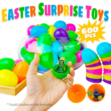 GCNBCNB 600 Pcs Plastic Easter Eggs,2.35 Bright Colors Easter Eggs for Easter Hunt, Easter Theme Party Decoration, Basket Stuffe