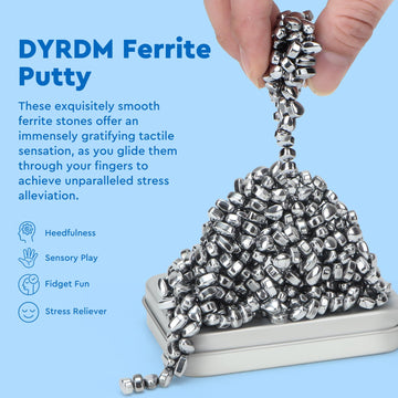 DYRDM 300+ Original Ferrite Putty Silver, Fidget Toy Ferrite Stones for Stress Relief, Sensory Toy for Adults & Teens 14+, Holid