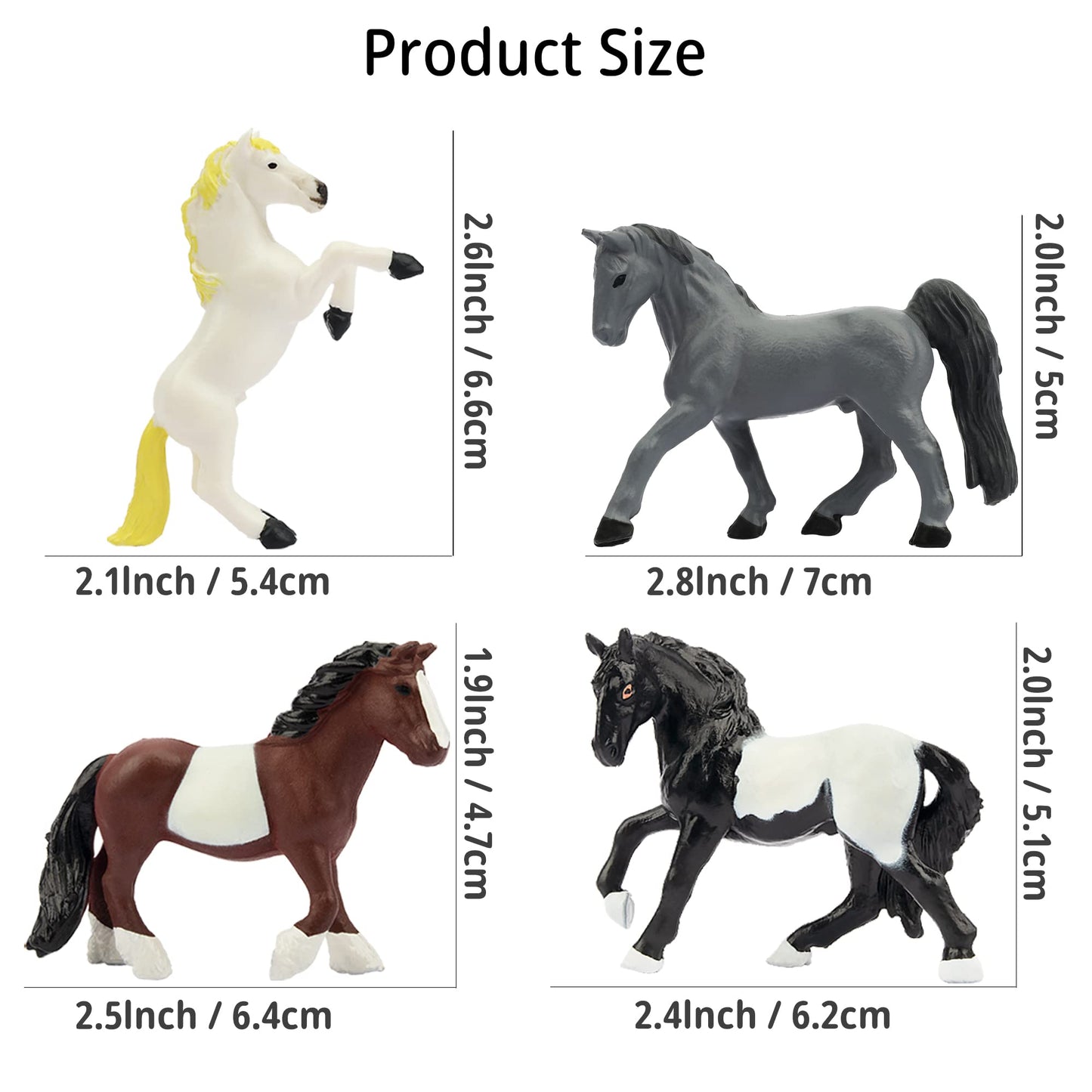 Toymany 12Pcs 2-3' Tiny Horse Figurines Toy Set, Plastic Pony Small Foal Figures, Easter Eggs Birthday Gift Cupcake Horse Cake Topper For Kids Toddlers