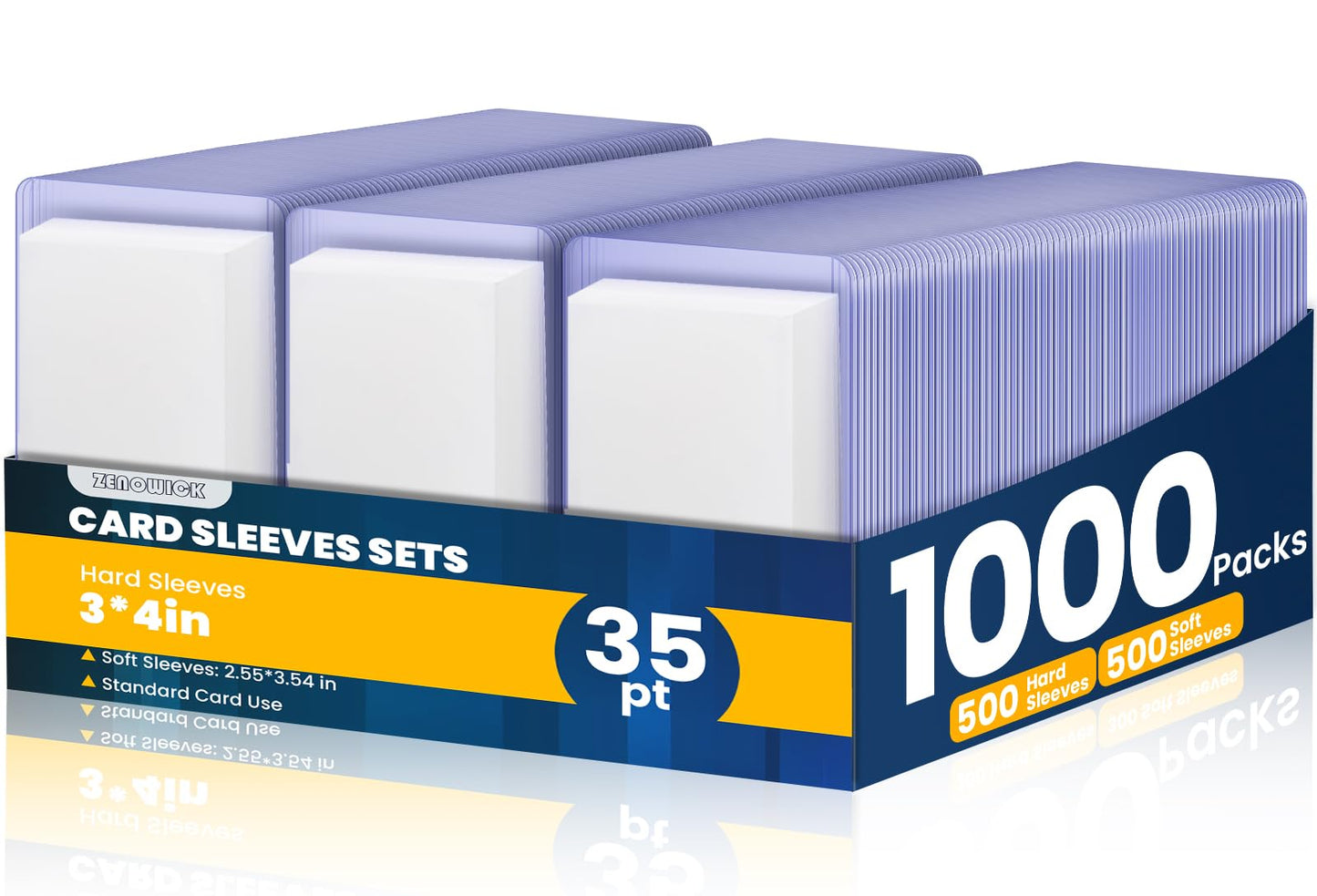 1000 Packs Card Sleeves Top Loads For Cards,3'' X 4'' Baseball Card Protectors,Trading Card Sleeves Hard Plastic Fit For Basebal