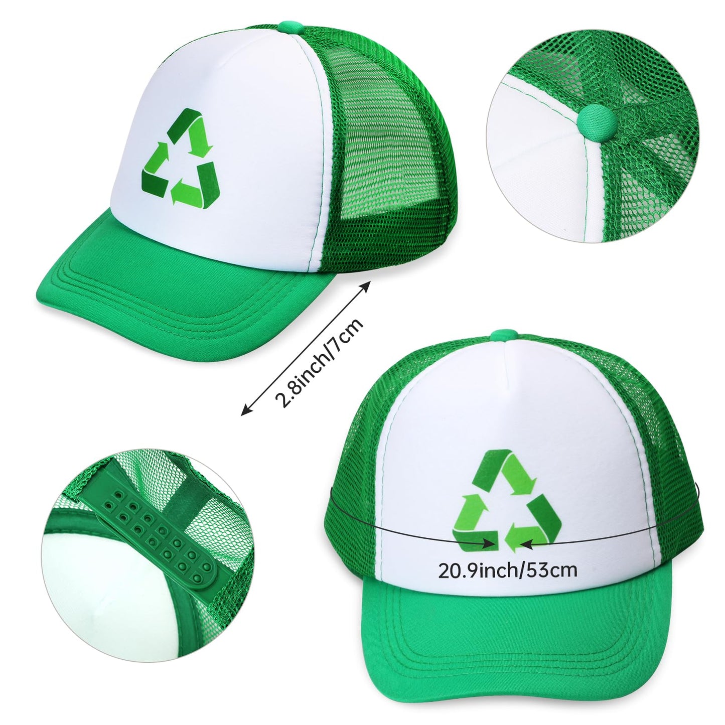 Yewong Kids Green Garbage Truck Costume Set - Recycle Vest, Hat, Gloves & ID Card for Career Day - Size Kid