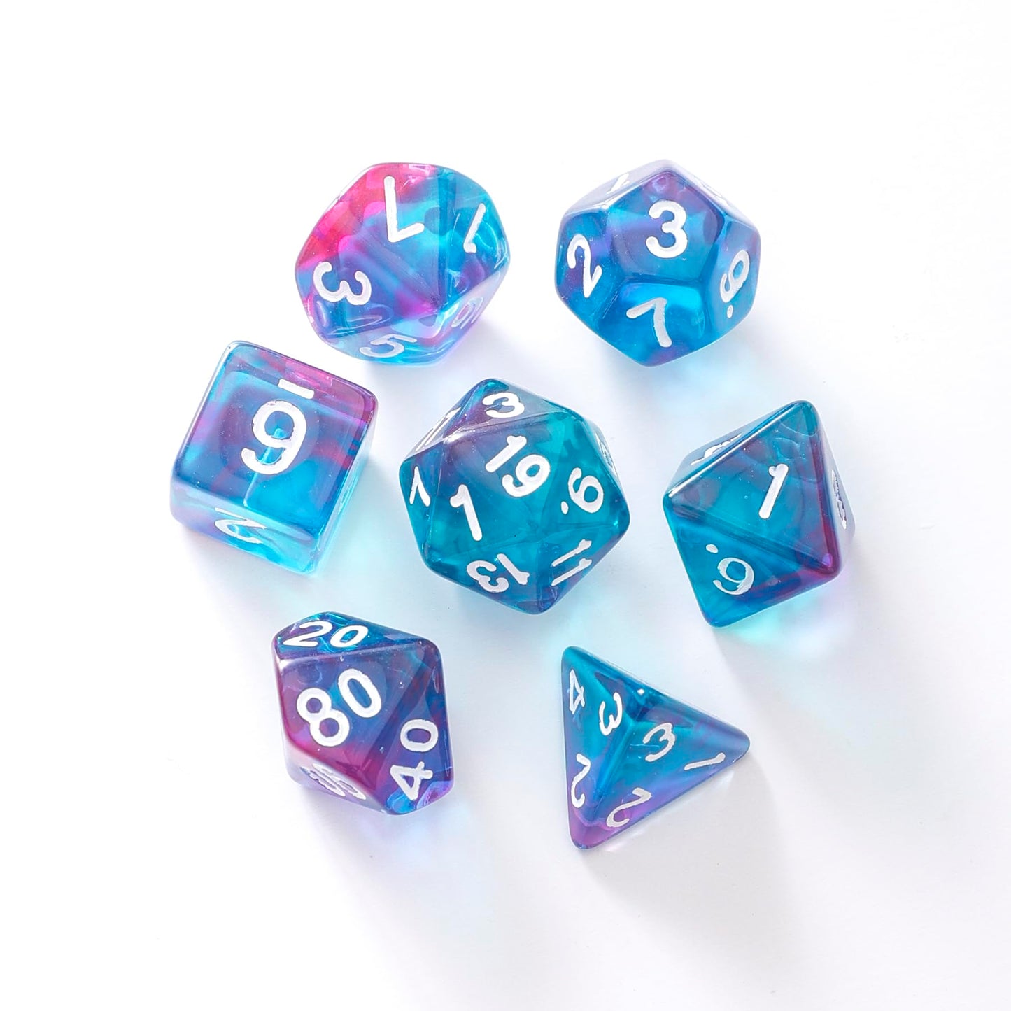 Vvpesca Blue Dnd Dice Set Of 7 - Transparent Polyhedral Dice Set For D&D, Ttrpgs, Dungeons And Dragons, Role Playing Games - D20