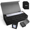 Scimi Mtg Card Storage Box Tcg Deck Case Holds Fits 5 Windows Decks Card Box Or 1800+ Sleeved Cards For Mtg, Yugioh, Uno, Tcg, Trading Cards With Mat Case And Strong Magnet Closure (Black)