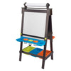 KidKraft Wooden Storage Easel with Dry Erase and Chalkboard Surfaces, Childrens Art Furniture - Espresso, Gift for Ages 3+