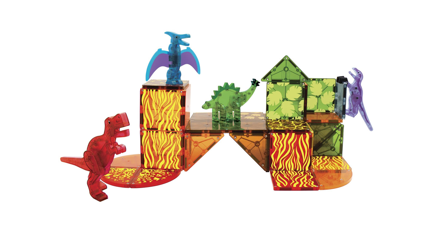 Magna-Tiles Dino World 40-Piece Magnetic Construction Set, The Original Magnetic Building Brand