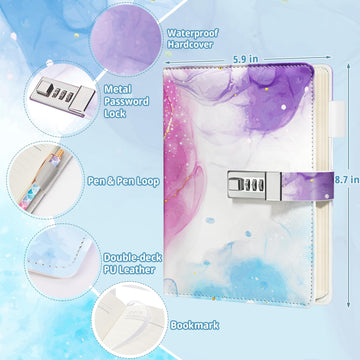 Beadsky Diary With Lock For Girls Age 8-12, A5 Journal With Lock 192 Pages Locking Diary With Pen, Cute Stuff Birthday Gifts For