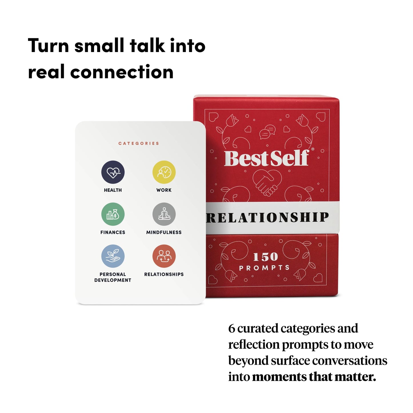 BestSelf Relationship Deck - 150 Discussion Prompts for Couples - Cardstock - Red