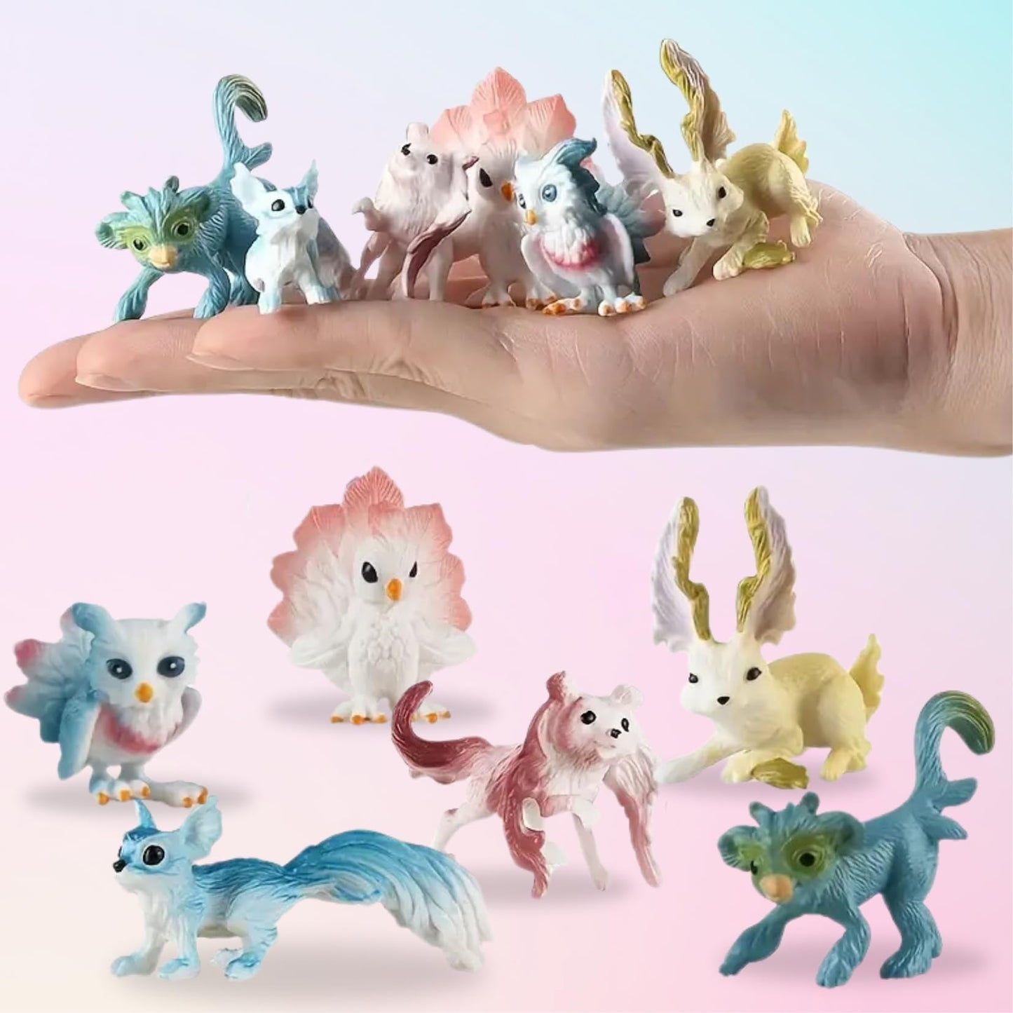 Liberty Imports 12 Pack Fantasy Creatures Figurines Set - Multicolor Plastic Fairy Animals & Mythical Toy Figures, Model KZ956-030E