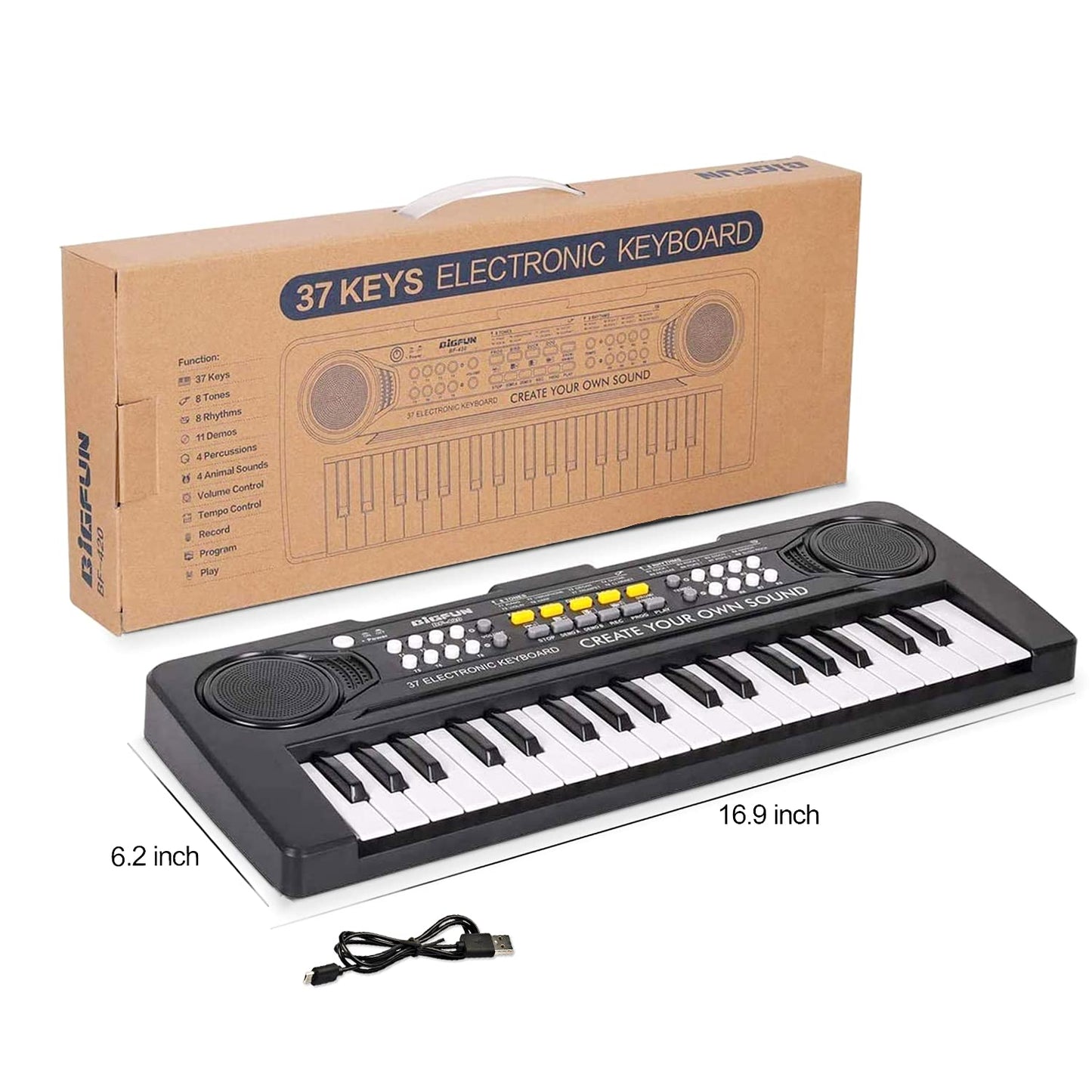 Aperfectlife Kids Keyboard Piano, 37 Key Portable Electronic Piano For Kids, Digital Music Piano Keyboard Educational Toys For 3 4 5 6 7 8 Year Old Girls Boys (Black)