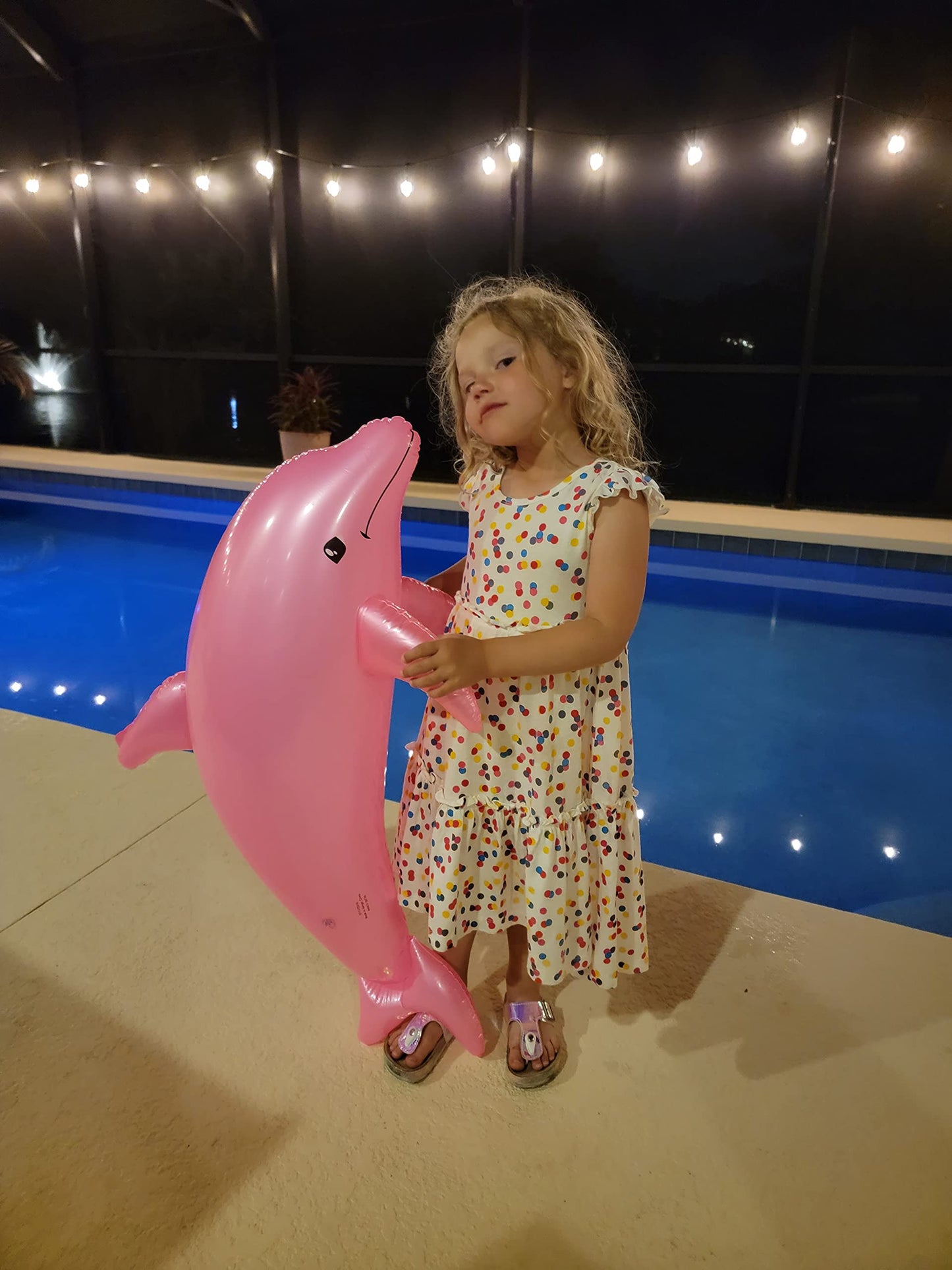 Huge 40' Pearlized Dolphin Inflate Inflatable Pool Toy Beach Poolside Aquatic Themed Decor Birthday Party Buffet Table Decoration (Pink - 3 Pack)