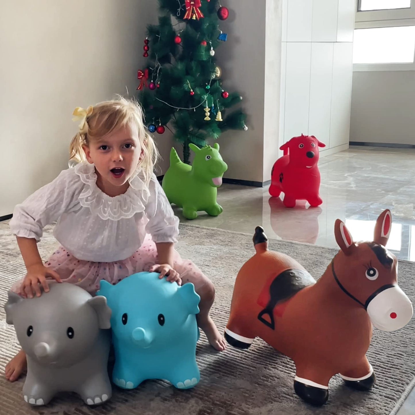 HotMax Inflatable Bouncing Horse, Large Gray Rubber Jumper for Kids, Perfect Birthday Gift - Grey Elephant Model