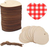 Cliths 15Pcs Heart Wood Cutouts Valentines Diy Craft Kit Blank Wood Heart Shapes For Kids Painting Art, Hanging Ornament With Ro