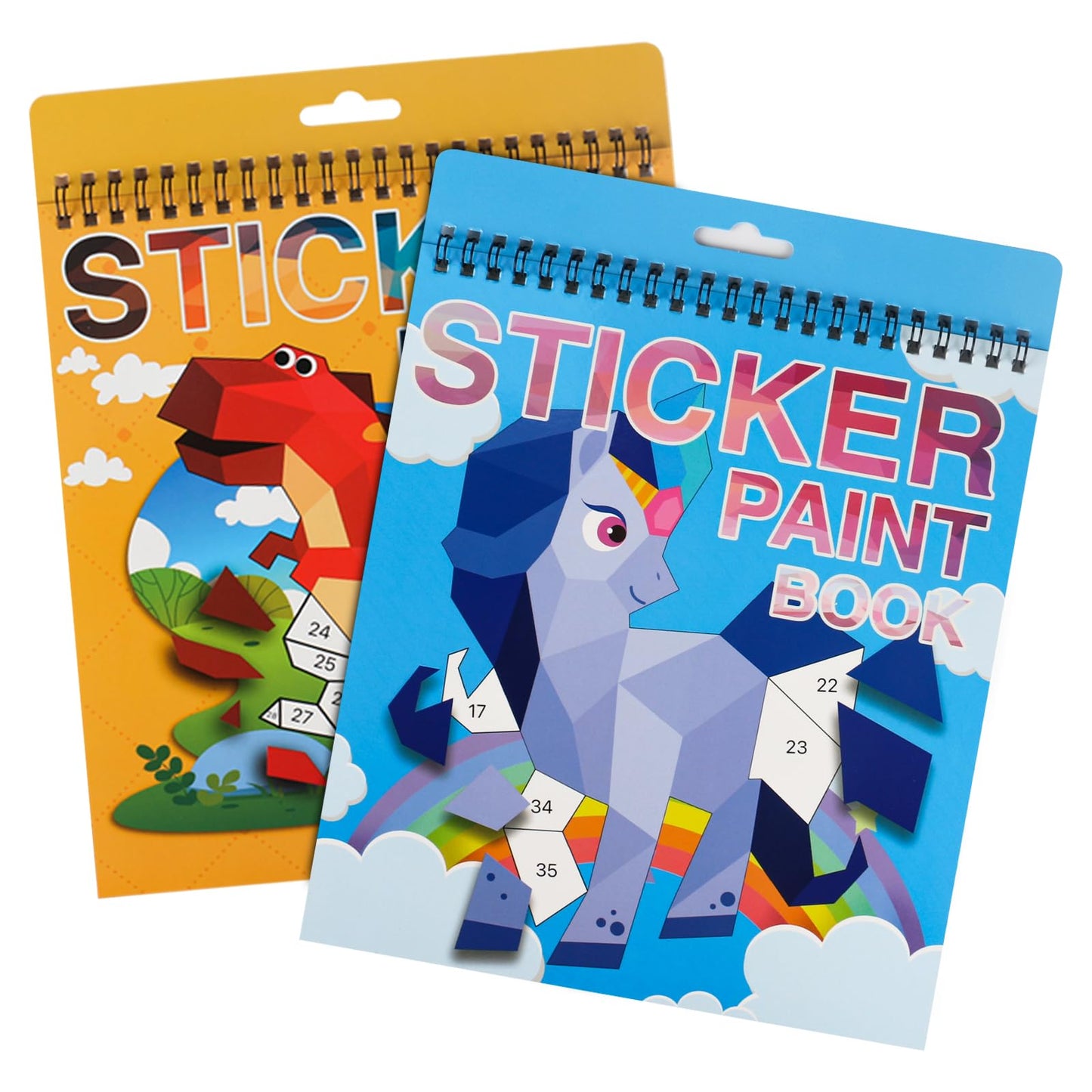 2 Pack Sticker Book Crafts For Kids Ages 4-8 Sticker Paint Books Boys And Girls Birthday Gifts Party Favor, Travel Activity Book Set For Learning (Dinosaur+Horse)
