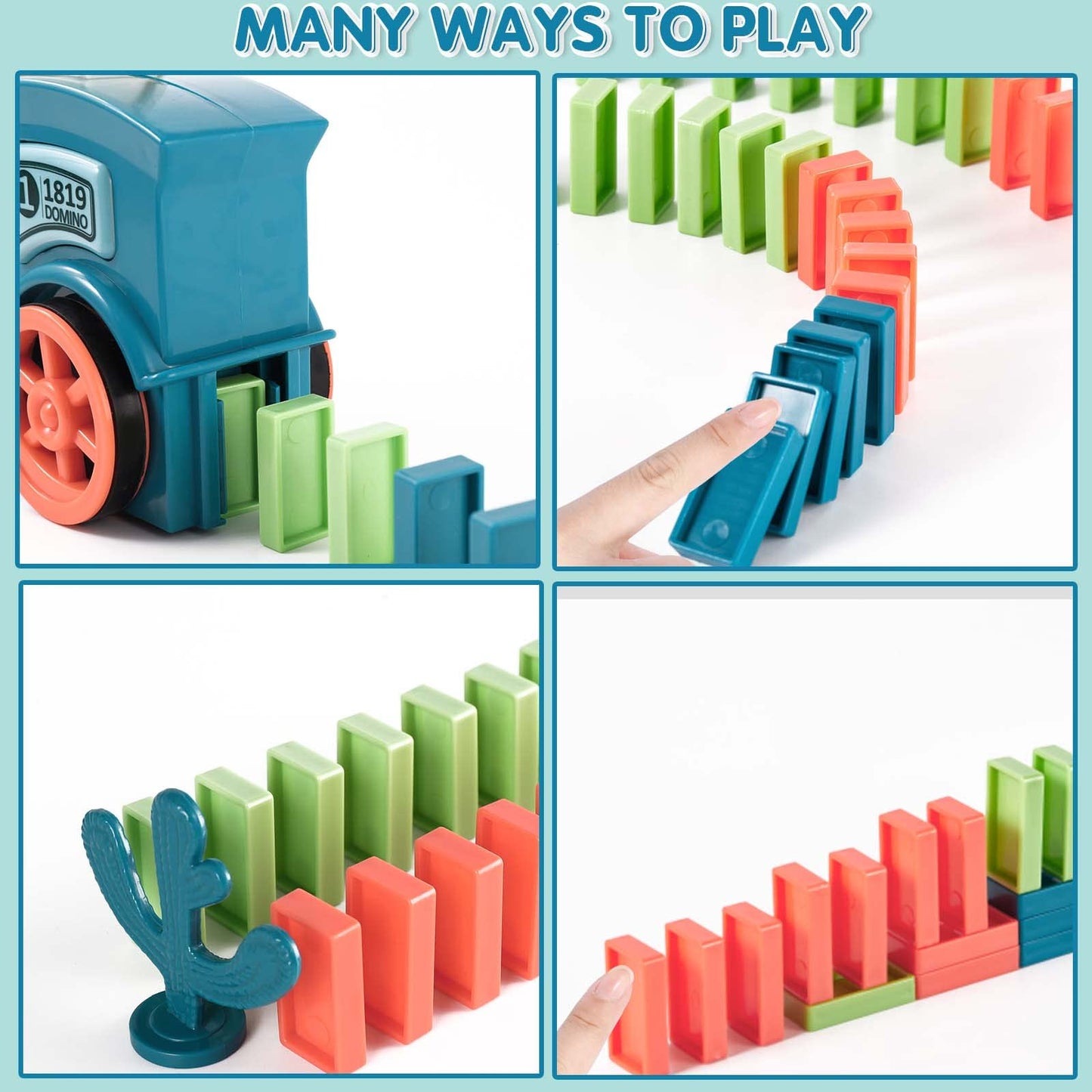 200 Pcs Domino Train Toy Set, Automatic Dominos Train For Kids Boys Girls, Electric Dominoes Machine Train Toy Set With Sounds,