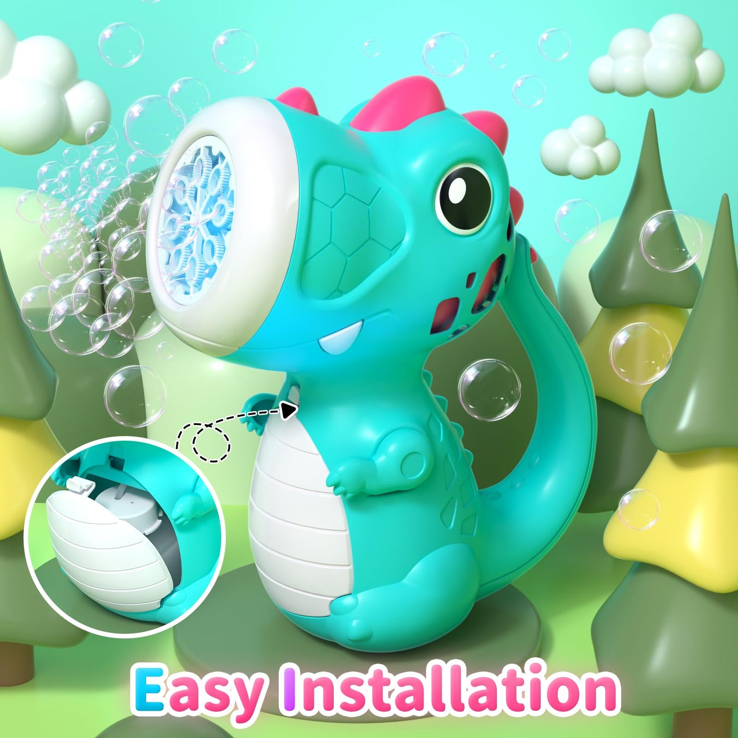 Bubble Machine Wand For Boys Girls, Dinosaur Bubble Machine Maker Blower Toys With Light & Music, Toddler Outdoor Toys For 2 3 4