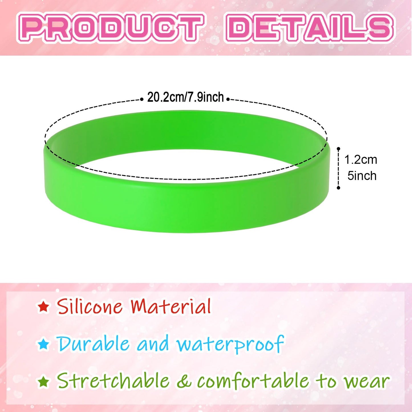 Bouiexye 60 Pieces Rubber Bracelets Green Sports Band Unisex For Sports Teams Party Games Fashion Decorations