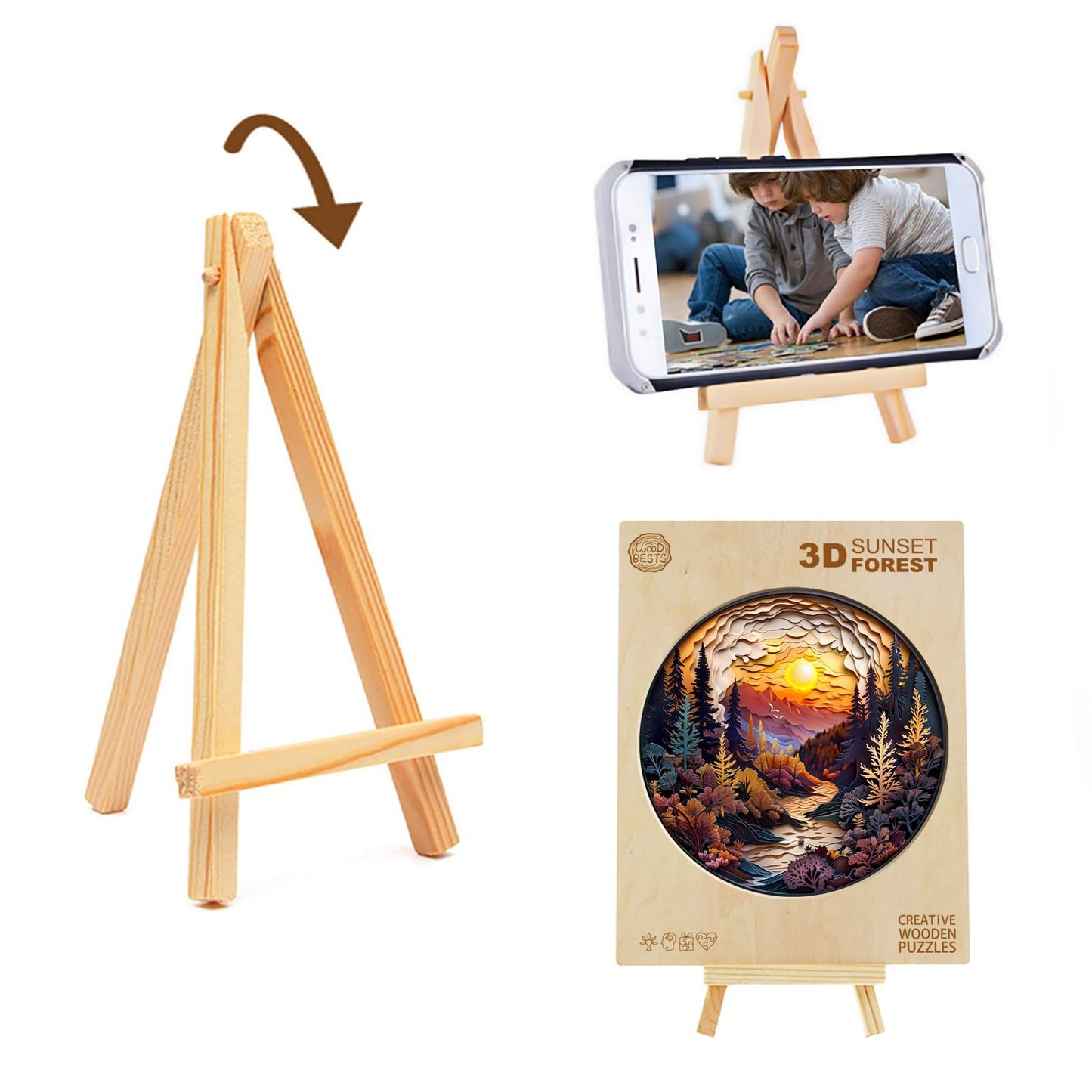 Wooden Puzzle for mature-themeds-3D Sunset Forest Wooden Puzzle Unique Shape Advanced Animal Jigsaw Puzzle for mature-themeds and Kids Best Gift Wood Puzzles Challenge Wooden Jigsaw Puzzle (S-8.5 * 8.5in-100pcs)