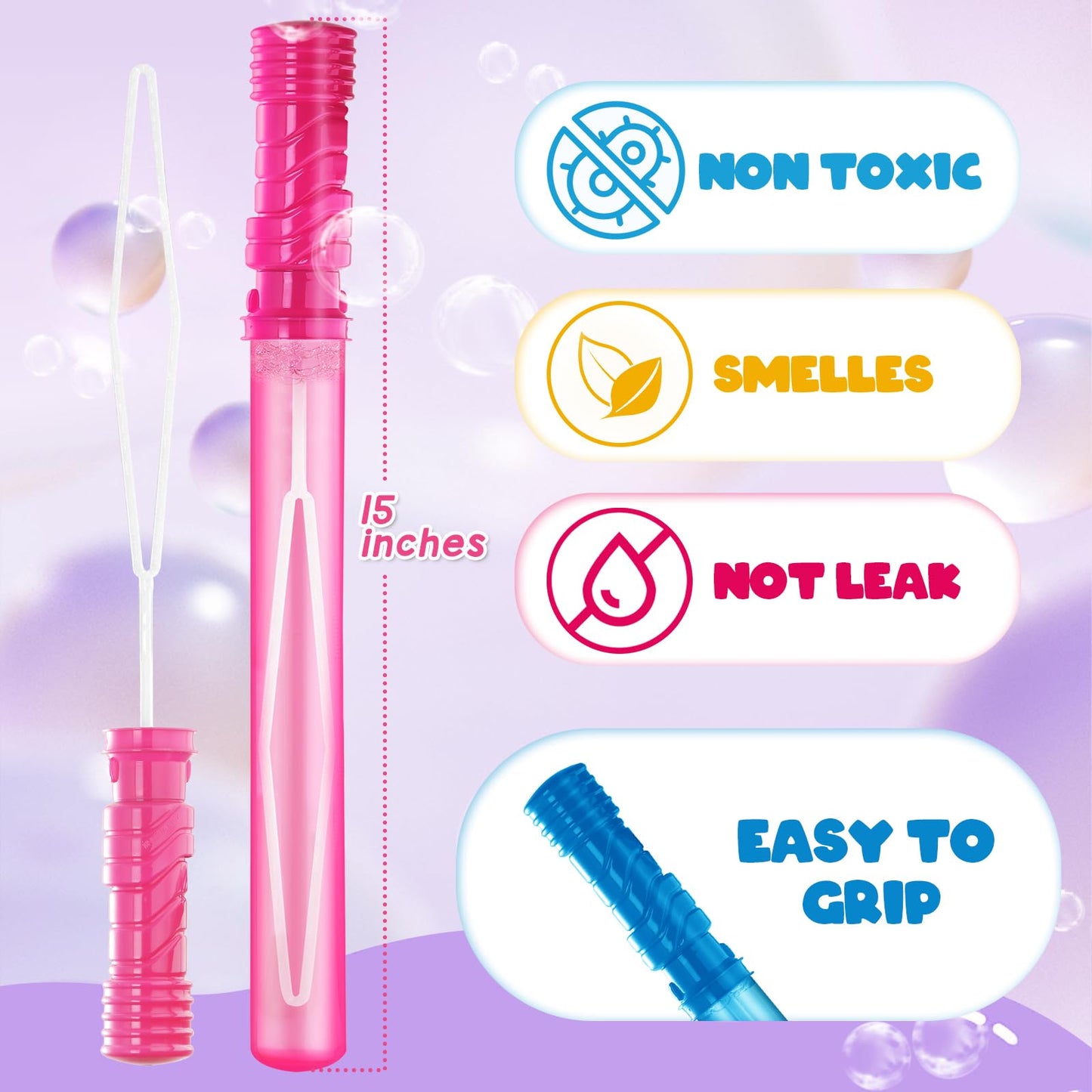 48 Pack 14 Bubble Wands, Big Bubble Wands With 48 Bubble Refill Solution, Bubbles Party Supplies For Easter, Birthday, Wedding,