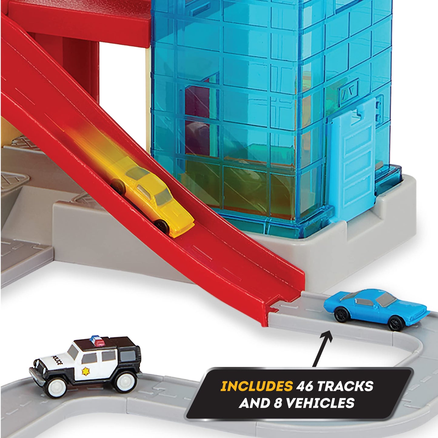 Driven By Battat – Pocket Big City Cruisin' Fleet – 60Pc City Playset For Kids – Toy Cars Included – Buildings, Ramp, Tracks & More – Kids 3 Years +