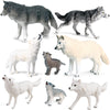 RCOMG Wolf Toy Figures - 8PCS Realistic PVC Jungle Animal Figurines for Kids - Clear
