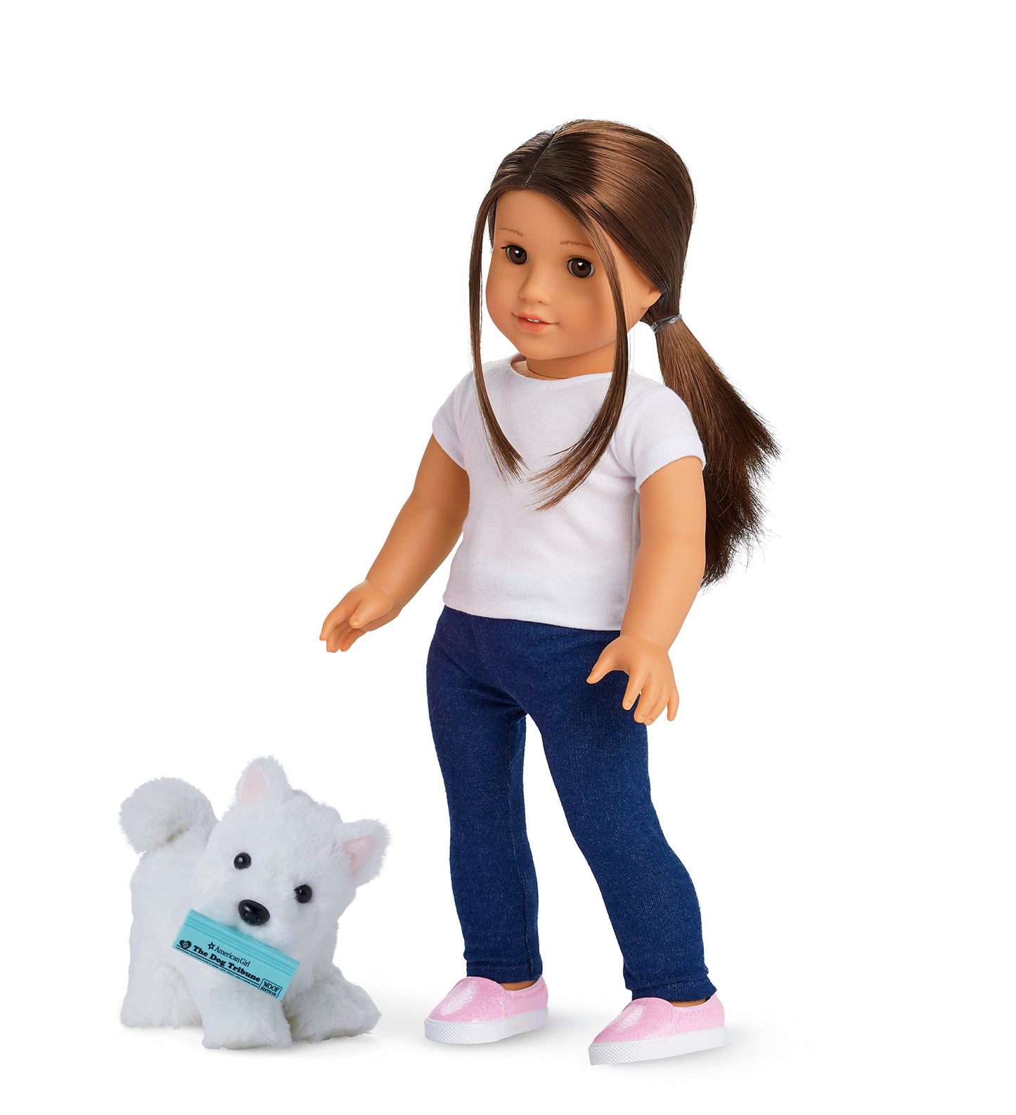American Girl Coconut Chip White Dog For 18-Inch Dolls Plus Pet Accessories