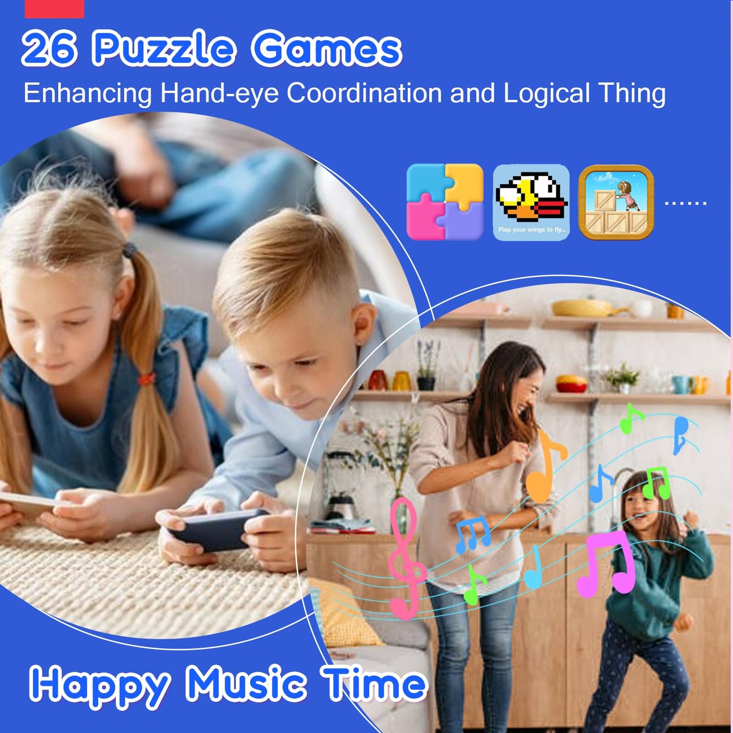 Gocina Kids Smart Phone, Christmas Birthday Gifts For Toddler Age 3-8, Touchscreen Learning Cell Phone Toy With Camera,Music Pla