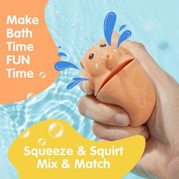 Amchsuri Mold Free Bath Toys For Kids Ages 1-3 | 11 Pcs Stackable Bath Boats & Animal Squirt Bathtub Water Toys For Babies 6-12 Months