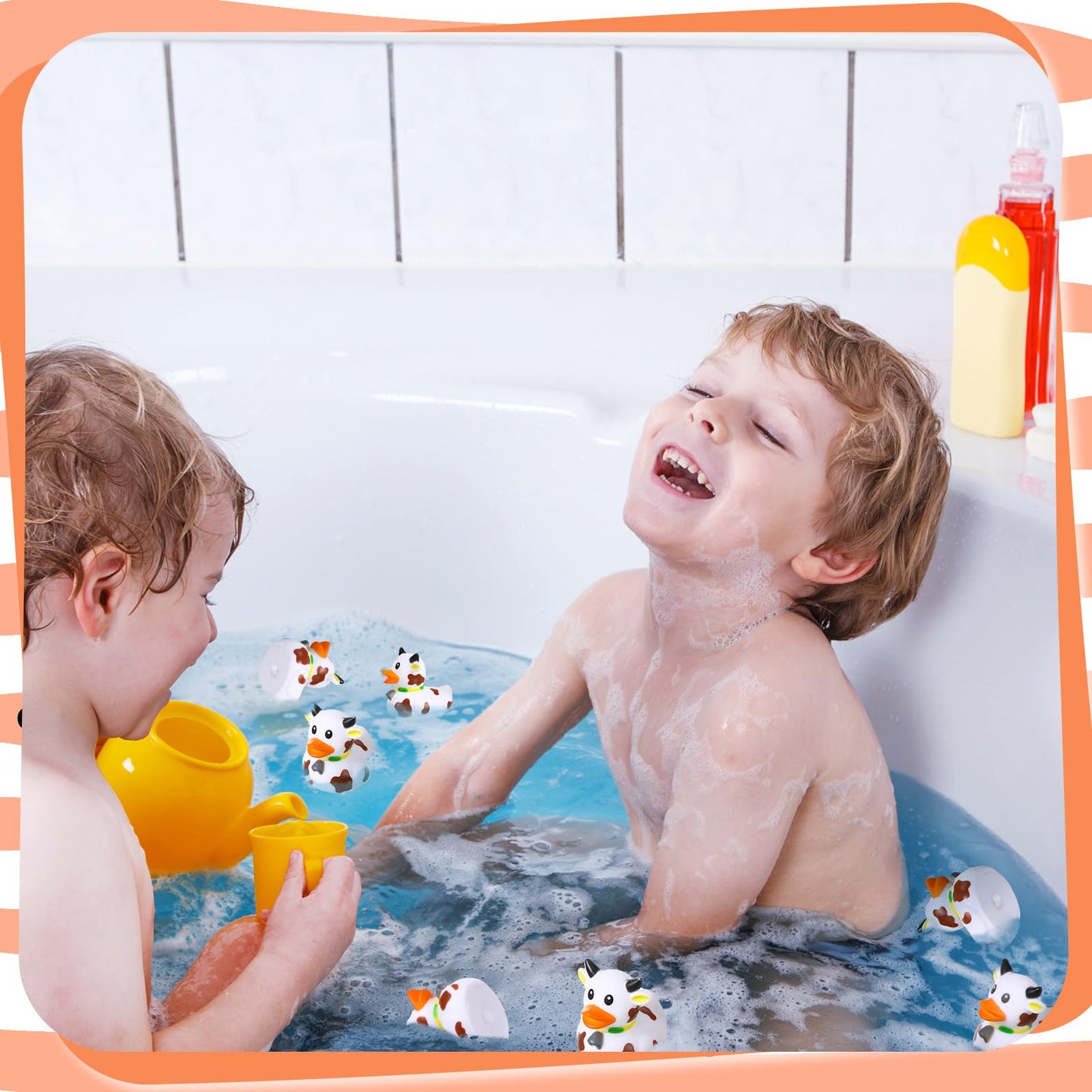 Relaxgiant 24 Pcs Cow Ducks Mini Cow Rubber Ducks Bulk Cow Print Duck For Birthday Party Favors Baby Shower Kids Boys Girls Bath