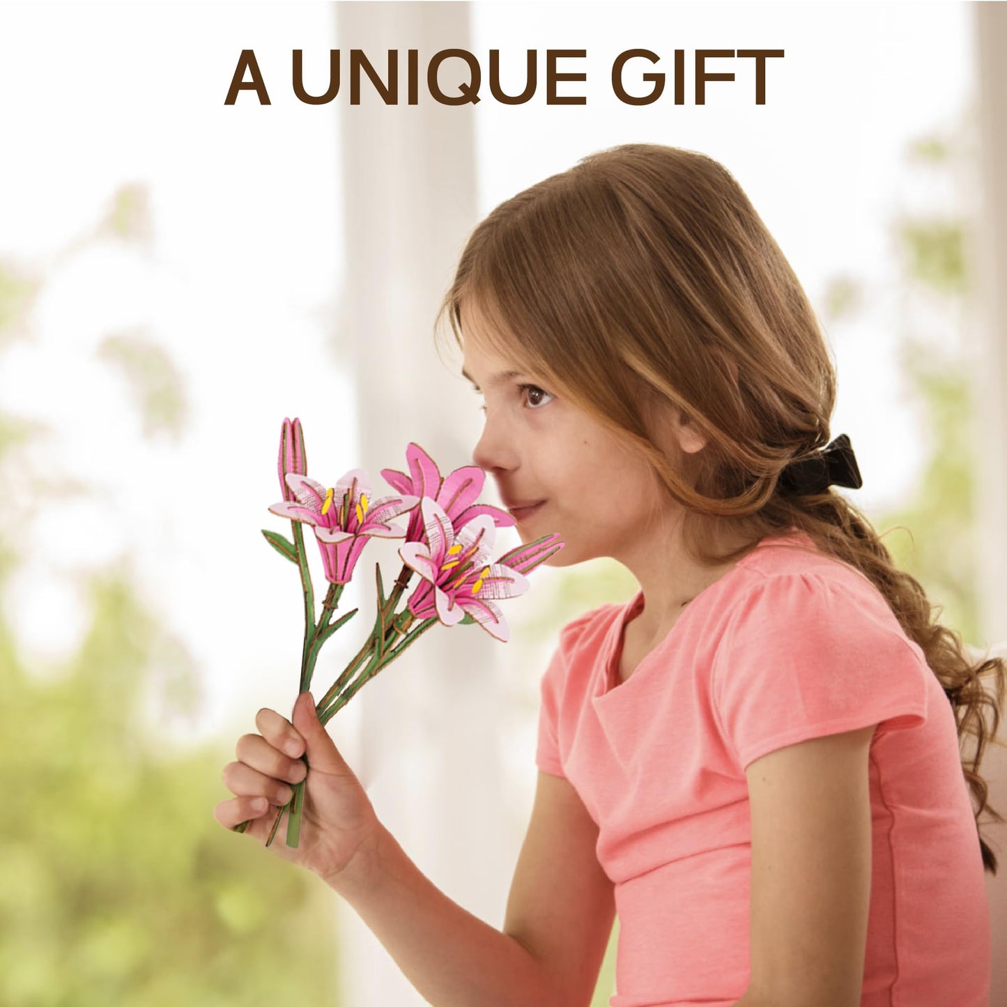 Robotime Lily Flower Kit, 3D Wooden Flower Puzzle For Adults, Relax Craft For Adults Women, Wooden Artificial Flower Decorations