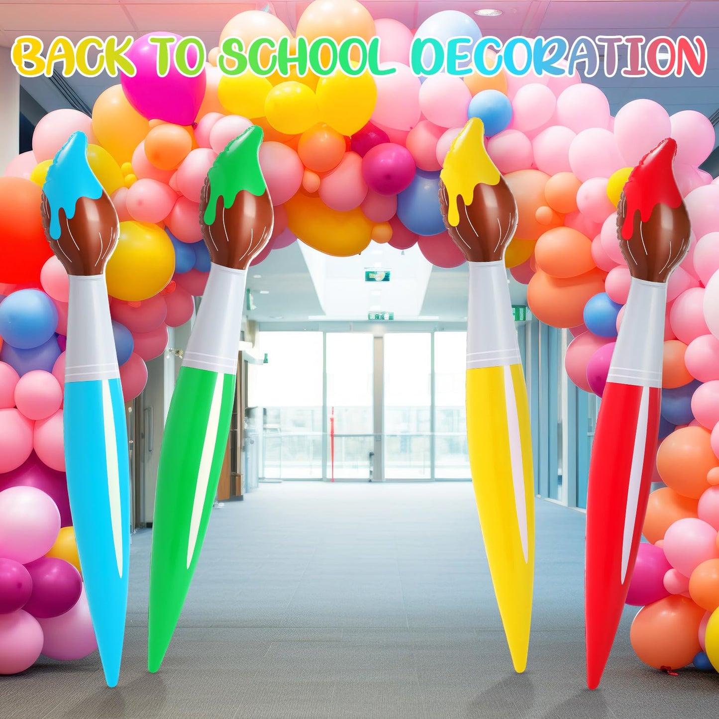 Vercanmonth 4 Pcs 43.3 Inch Giant Inflatable Paint Brushes Large Blow Up Colored Paintbrushes Set Art Paint Brushes For Kids Sum