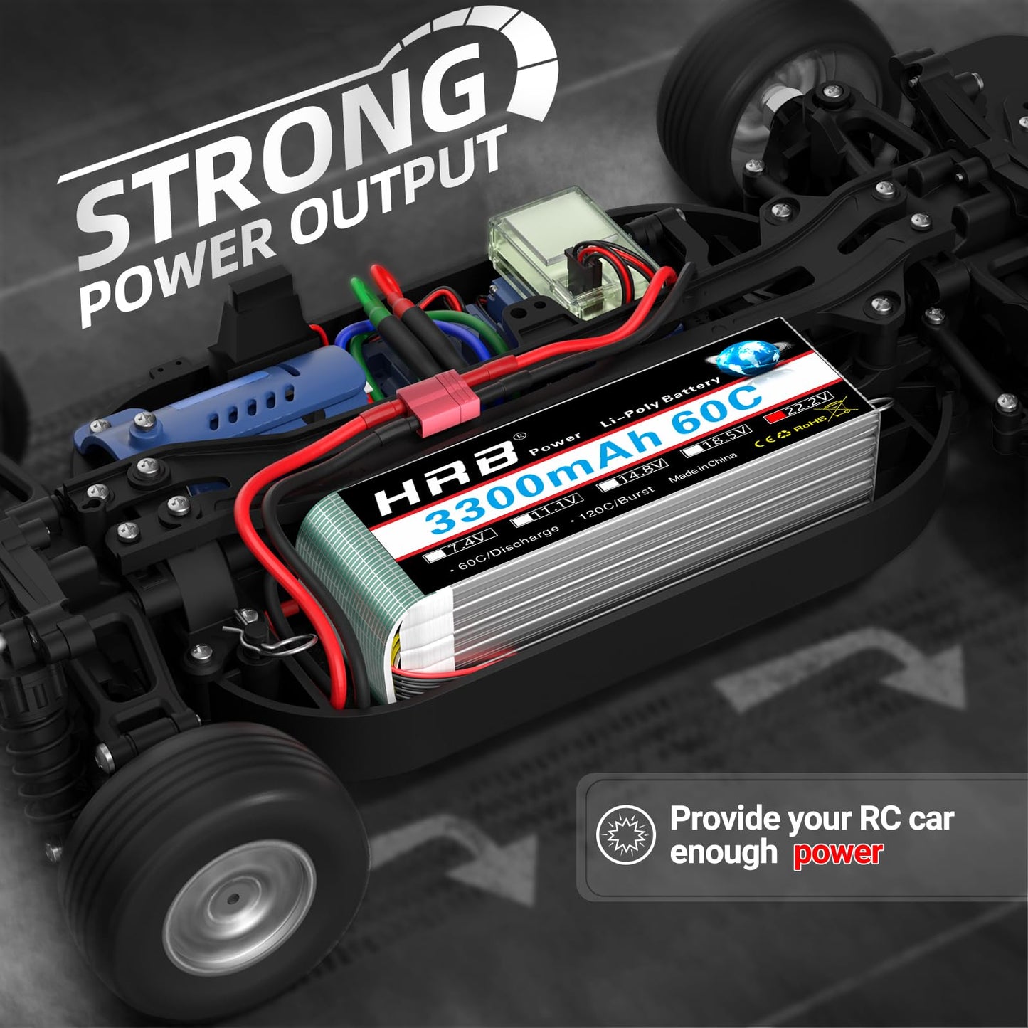HRB 1pack 6S Lipo Battery 3300mAh 22.2V 60C RC Lipo Battery Compatible with RC Car Airplane Helicopter Quadcopter Truck Boat