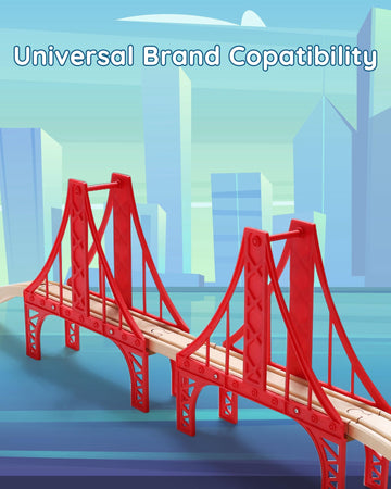 SainSmart Jr. Wooden Train Set Accessories, Double Suspension Bridge Set, Compatible with Brio, Thomas, Melissa and Doug