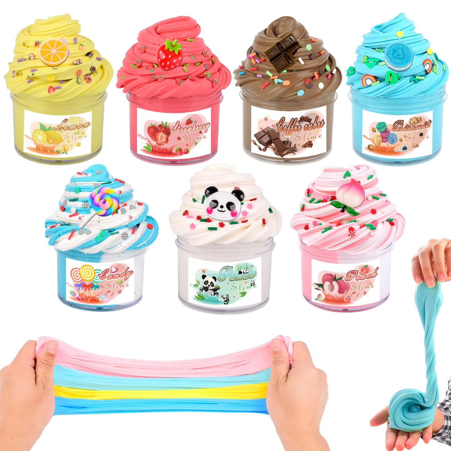 Niuruilsi Scented Slime Kit With 7 Pack Butter Slime,Dual Colored Peach Slime,Super Soft And Non-Sticky, Stress Relief Toy Party