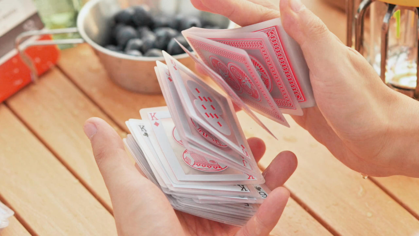 Bicycle Waterproof Red Playing Cards, Clear Plastic Playing Cards, Made from 30% Recycled Plastic, Perfect for Pool Games, Beach